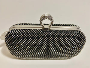HANDBAG - DIAMOND STUDDED BLACK EVENING BAG