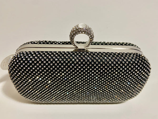 HANDBAG - DIAMOND STUDDED BLACK EVENING BAG
