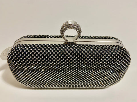 HANDBAG - DIAMOND STUDDED BLACK EVENING BAG