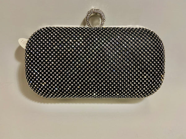 HANDBAG - DIAMOND STUDDED BLACK EVENING BAG