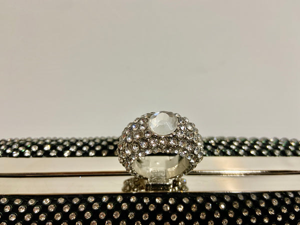 HANDBAG - DIAMOND STUDDED BLACK EVENING BAG
