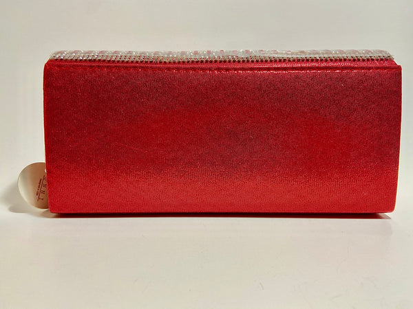 HANDBAG - RED AND CLEAR CRYSTAL RHINESTONE EVENING BAG