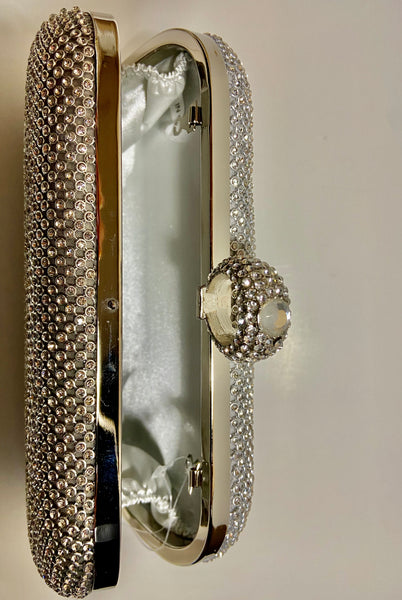 HANDBAG - DIAMOND STUDDED SILVER EVENING BAG