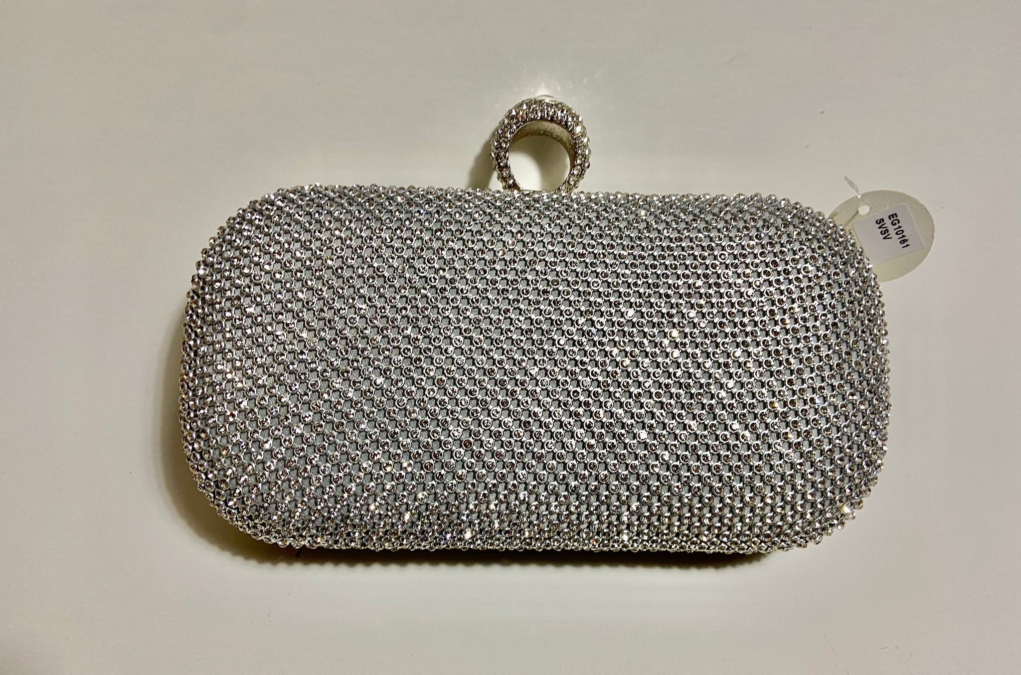 HANDBAG - DIAMOND STUDDED SILVER EVENING BAG