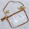 GAME DAY - CLEAR DESIGNER CROSSBODY HANDBAG WITH CAMEL TRIM