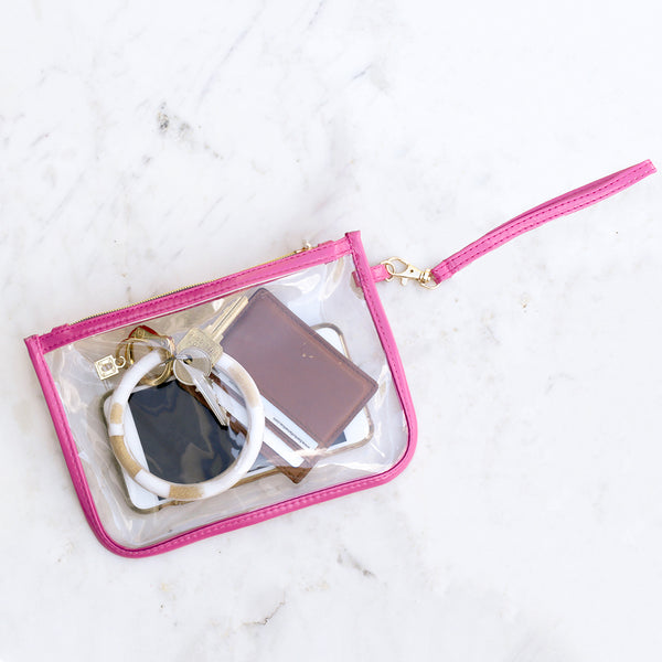 GAME DAY - CLEAR DESIGNER WRISTLET WITH PINK TRIM