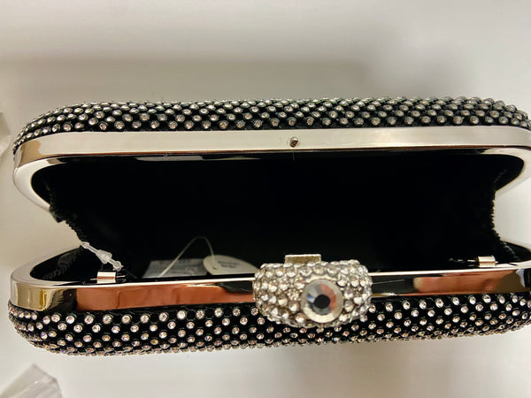 HANDBAG - DIAMOND STUDDED BLACK EVENING BAG