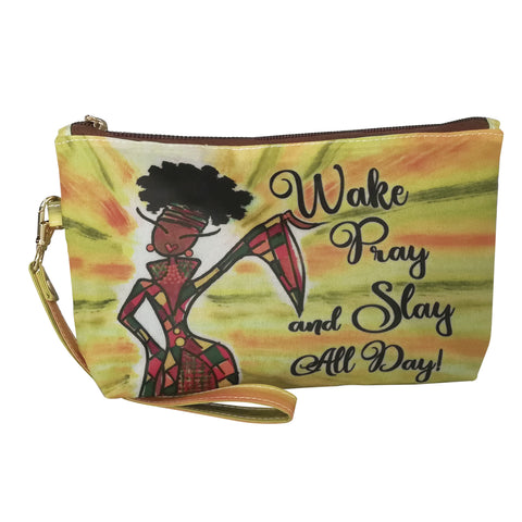S.O.C. HANDBAG - WAKE PRAY AND SLAY ALL DAY COSMETICS POUCH