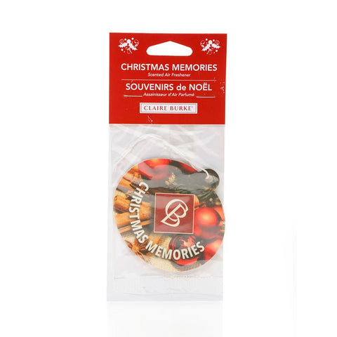 CLAIRE BURKE CHRISTMAS MEMORIES CAR AIR FRESHENERS - 2 PACKAGES