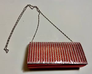 HANDBAG - RED AND CLEAR CRYSTAL RHINESTONE EVENING BAG