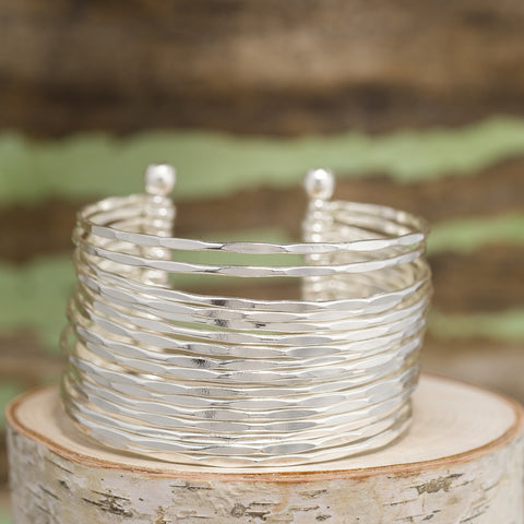 JEWELRY - WOMEN'S EVERY DAY HAMMERED CUFF SILVER-PLATED BRACELET