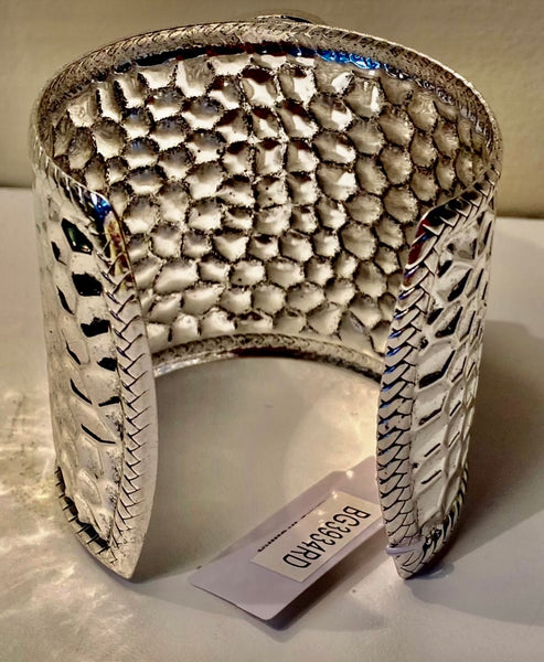 JEWELRY - WOMEN'S HAMMERED SILVER RED EPOXY ELEPHANT CRYSTALS BRACELET #2