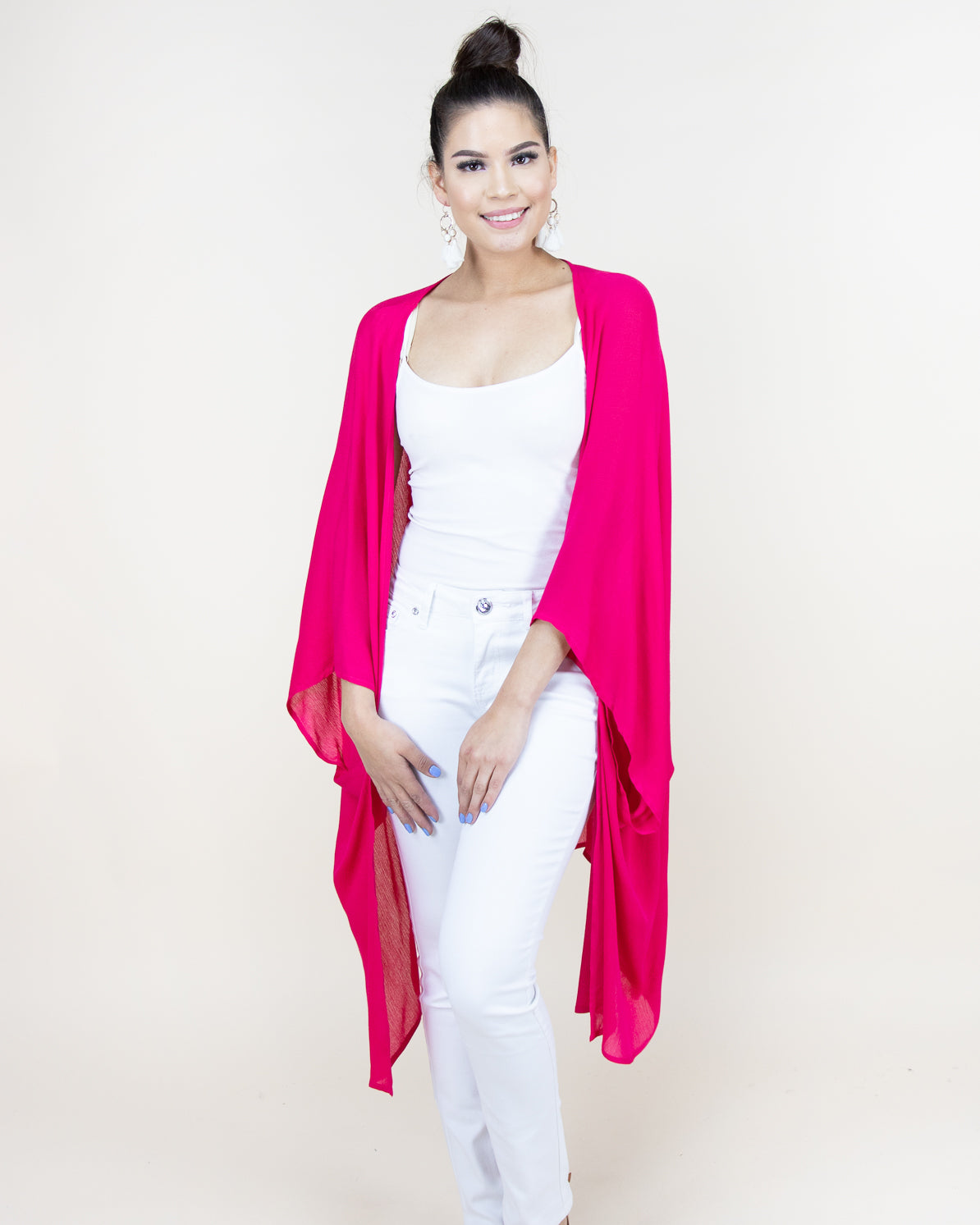 CLOTHING - WOMEN'S SHEER FUSCHIA KIMONO JACKET