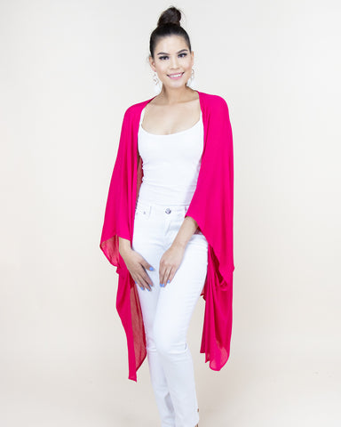 CLOTHING - WOMEN'S SHEER FUSCHIA KIMONO JACKET