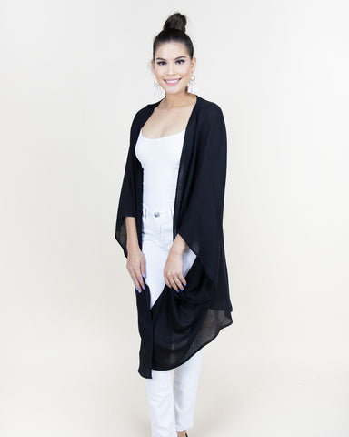 CLOTHING - WOMEN'S SHEER BLACK KIMONO JACKET