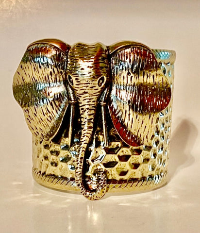 JEWELRY - WOMEN'S ELEPHANT ANTIQUE GOLD HAMMERED BRACELET