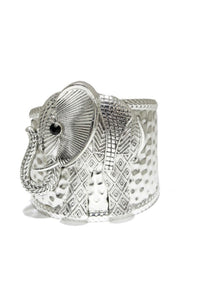 JEWELRY - WOMEN'S ELEPHANT ANTIQUE SILVER HAMMERED BRACELET DESIGN #2