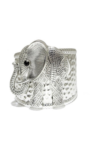 JEWELRY - WOMEN'S ELEPHANT ANTIQUE SILVER HAMMERED BRACELET DESIGN #2
