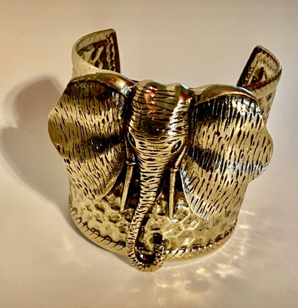 JEWELRY - WOMEN'S ELEPHANT ANTIQUE GOLD HAMMERED BRACELET