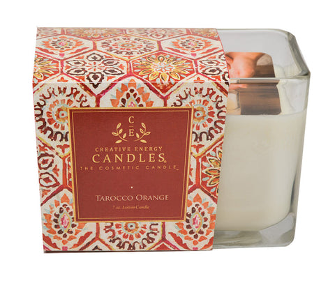CREATIVE ENERGY TAROCCO ORANGE 2-IN-1 SOY LOTION CANDLE MEDIUM 6 OZ.